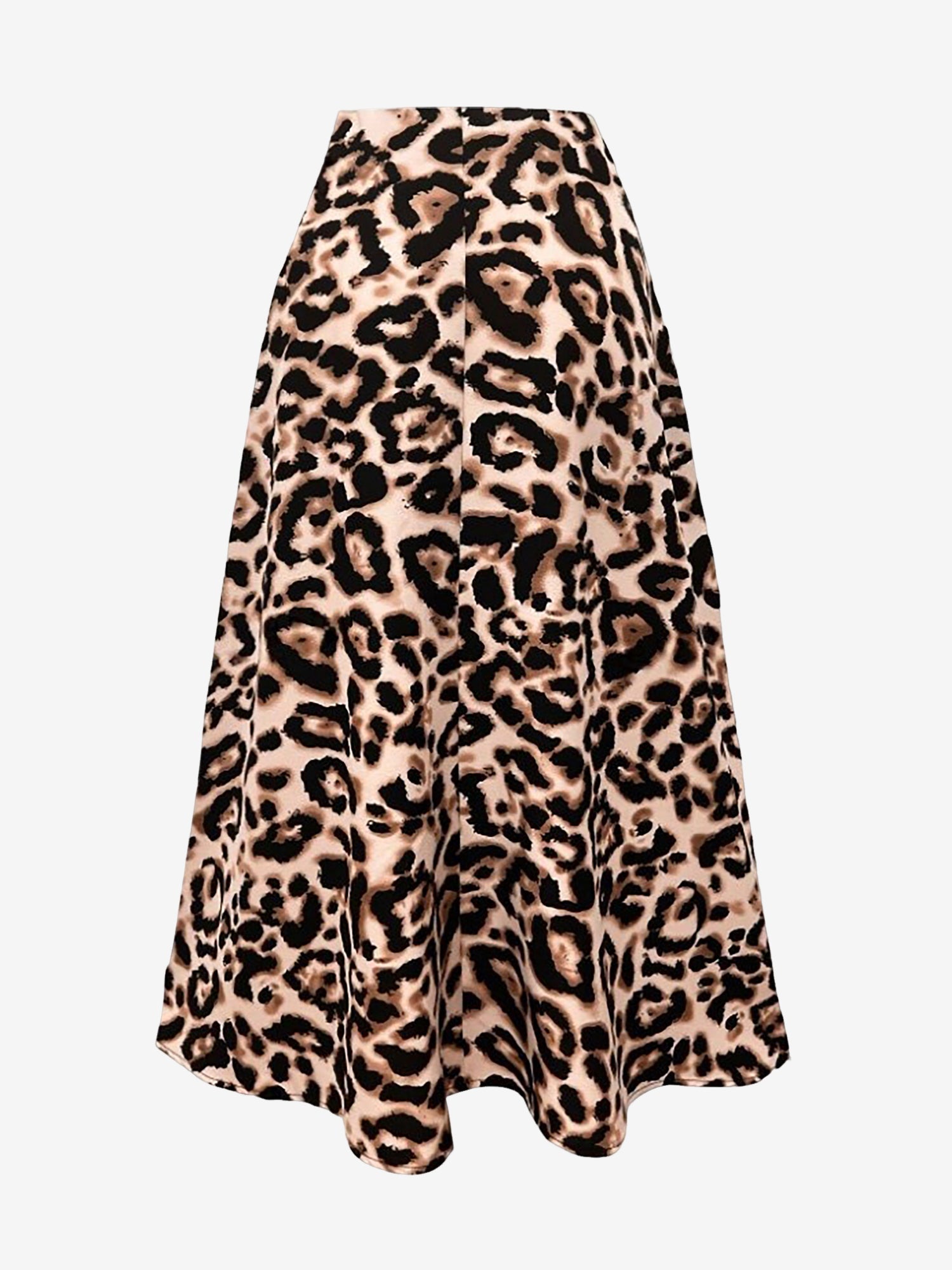 Leopard Print Casual A-Line Midi Skirt