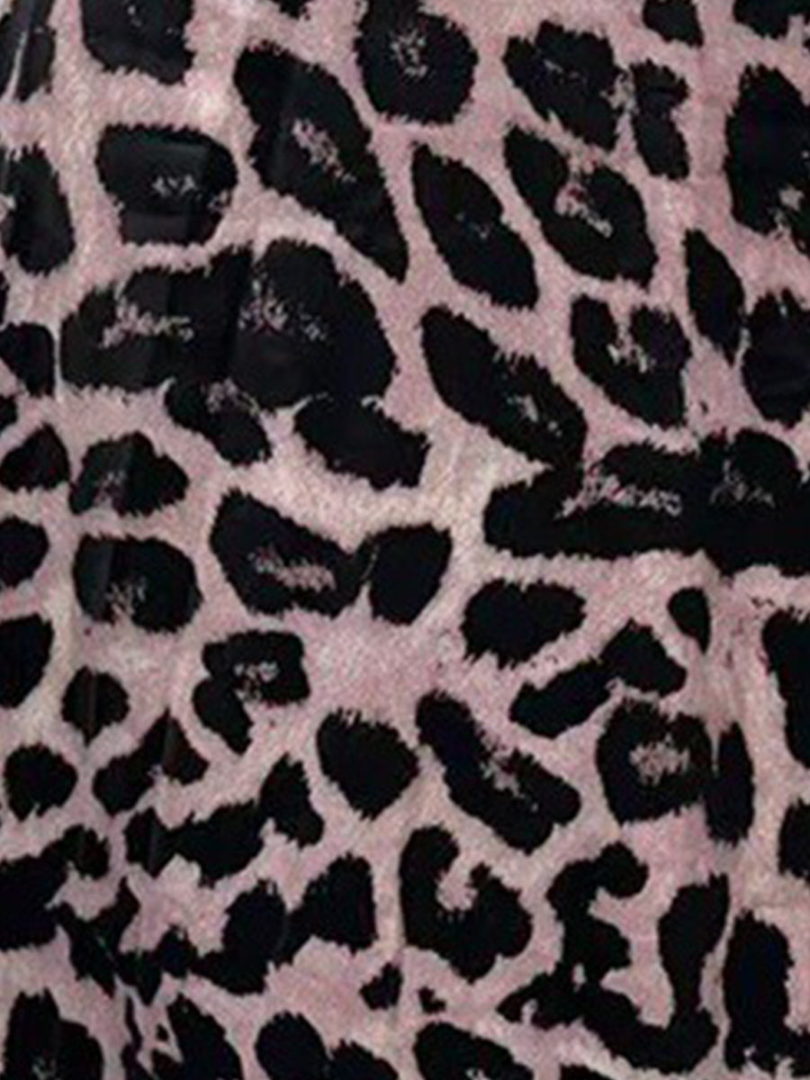 Satin Leopard Floral Elastic Waist Casual Skirt