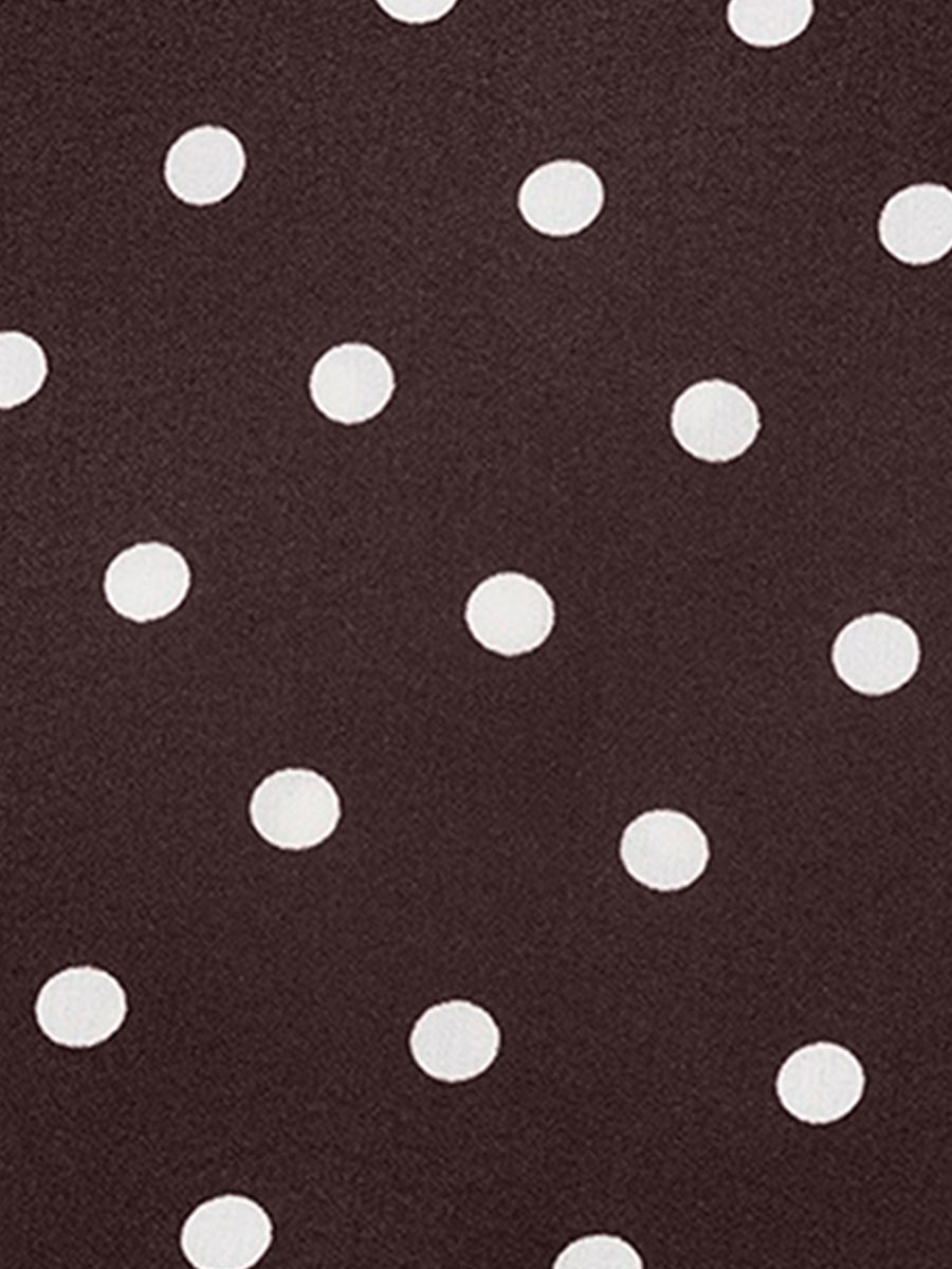Retro Polka Dots Halter Deep V Neck Maxi Dress