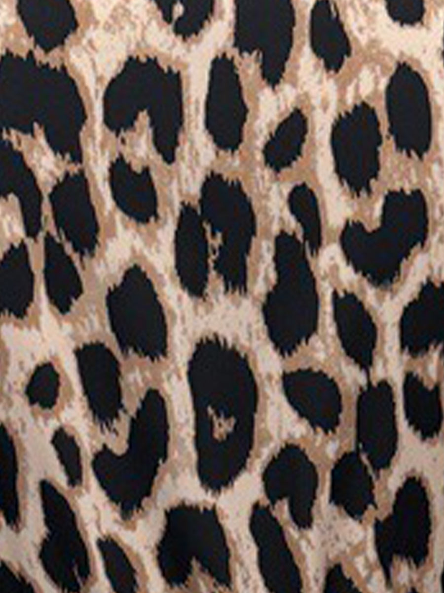 Leopard Print Sleeveless Tie Waist Wide Legs Jumpsuits