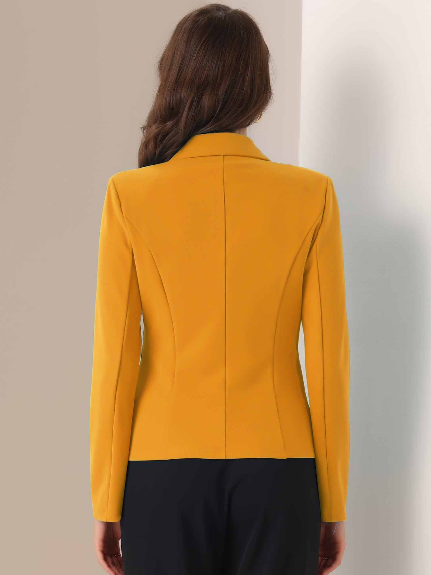 Notched Lapel Collar Stretch Work Office Workwear Jacket Blazer