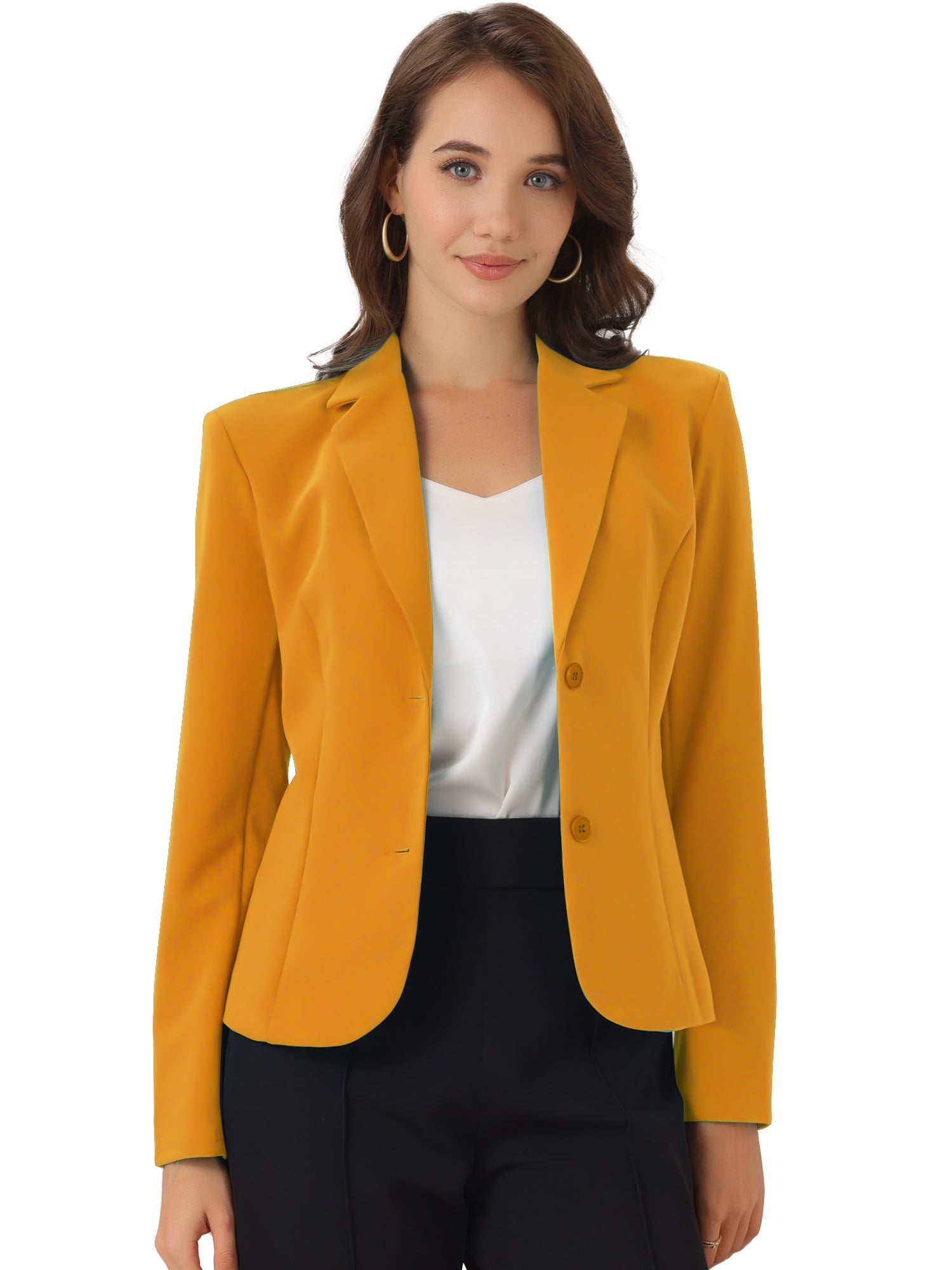 Notched Lapel Collar Stretch Work Office Workwear Jacket Blazer