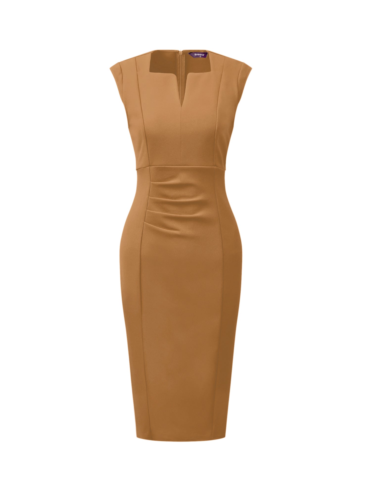 Pencil Sleeveless Pleated Front Elegant Business Sheath Dress