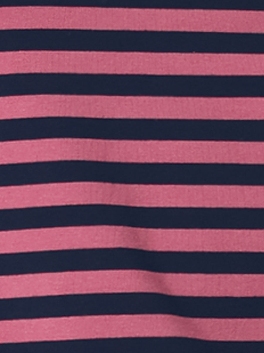 Striped 3/4 Sleeve Round Neck Casual T-Shirt