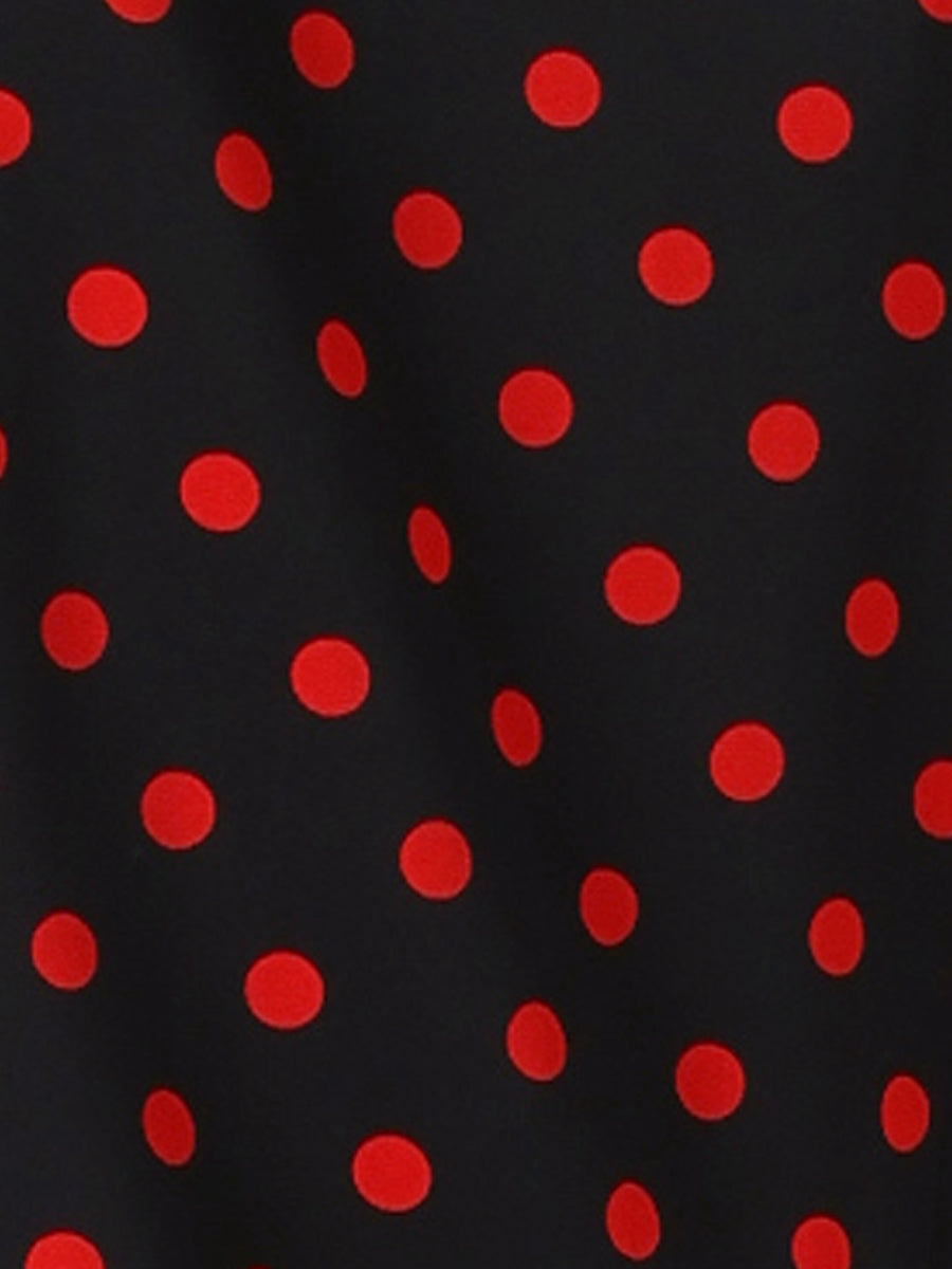 Polka Dot Peter Pan Collar Bow Tie Neck Puff Sleeve Vintage Shirt