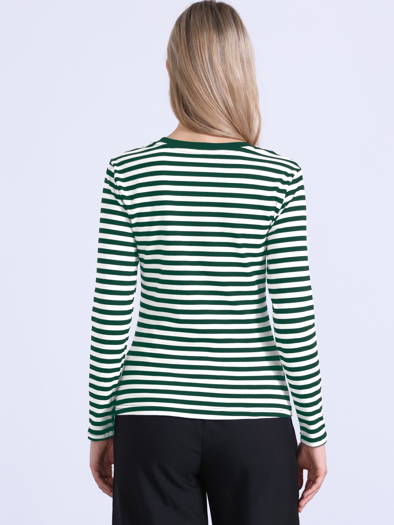 Striped Long Sleeve Crew Neck Casual Tops