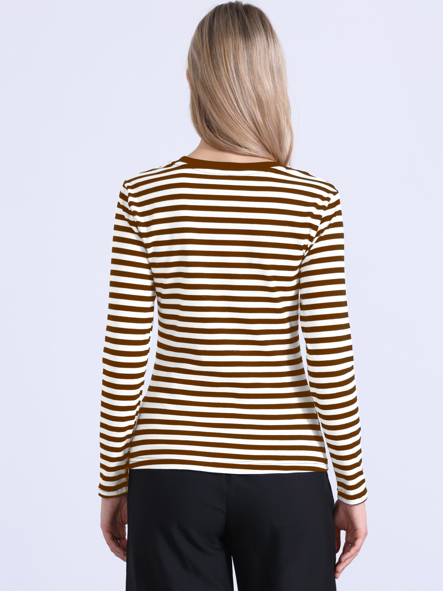 Striped Long Sleeve Crew Neck Casual Tops