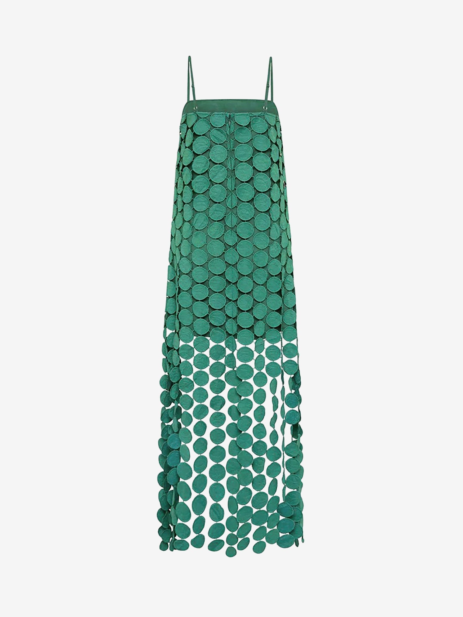 Dots Fringed Spaghetti Strap Midi Dress