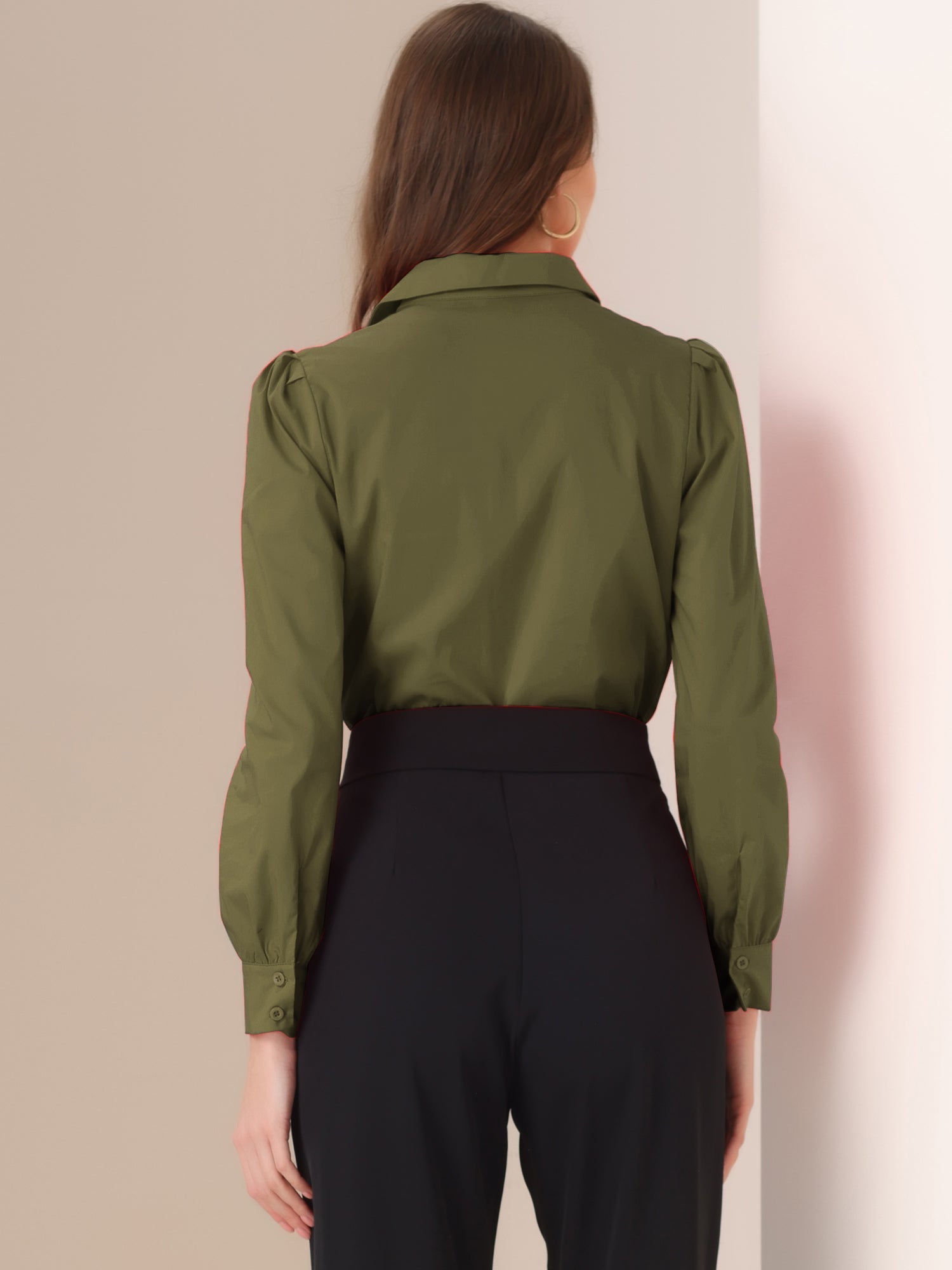 Leotard Shirt Collared Business Casual Button Down Long Sleeves Bodysuit