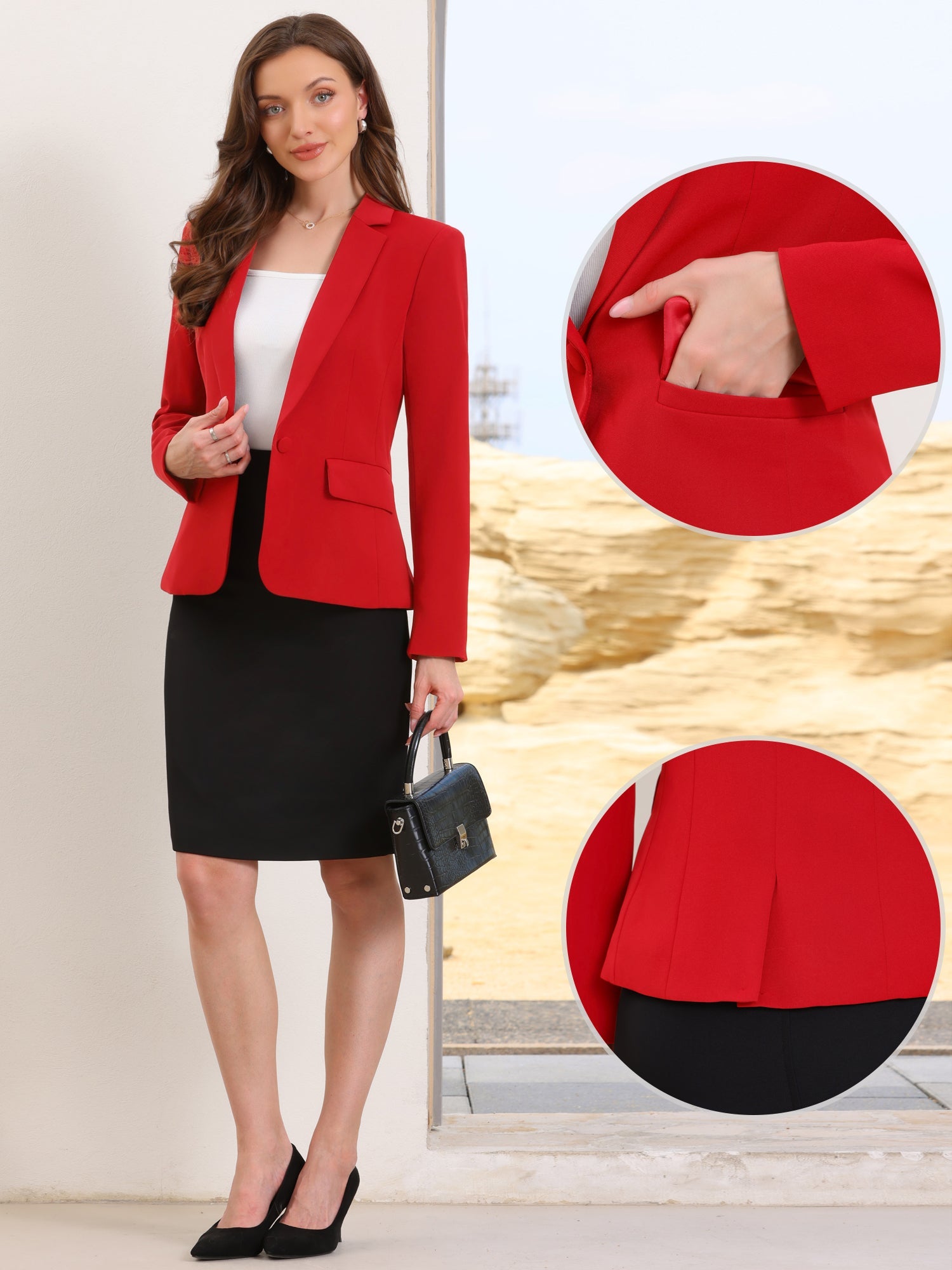 Long Sleeve One Button Business Casual Blazer
