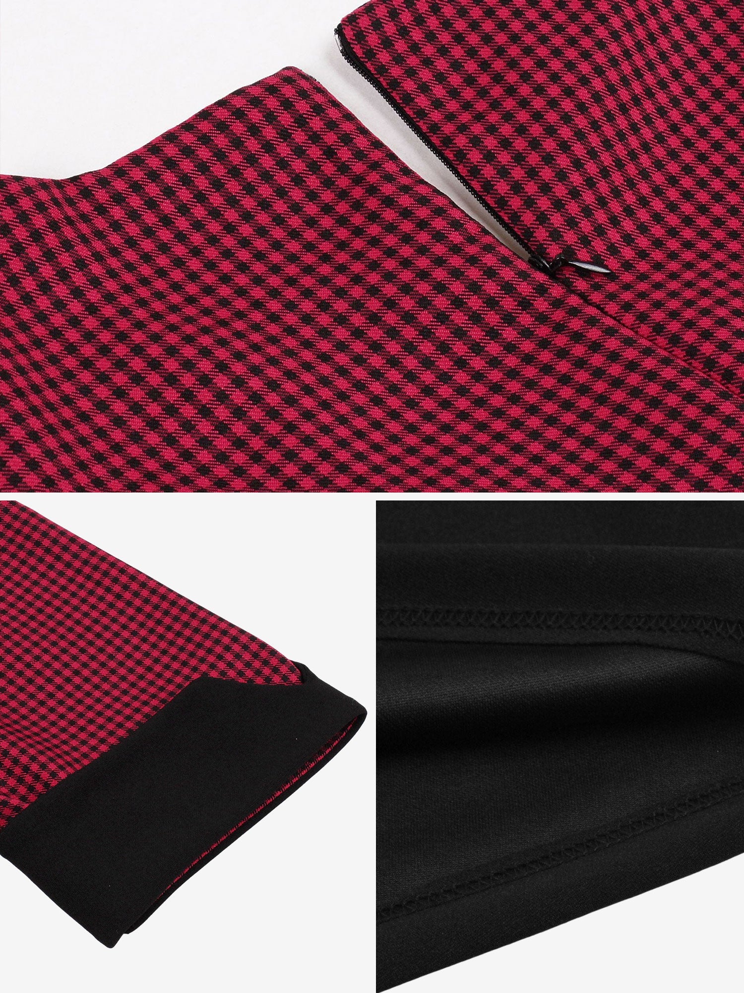 Square Neck Gingham Patchwork Retro Swing Dress