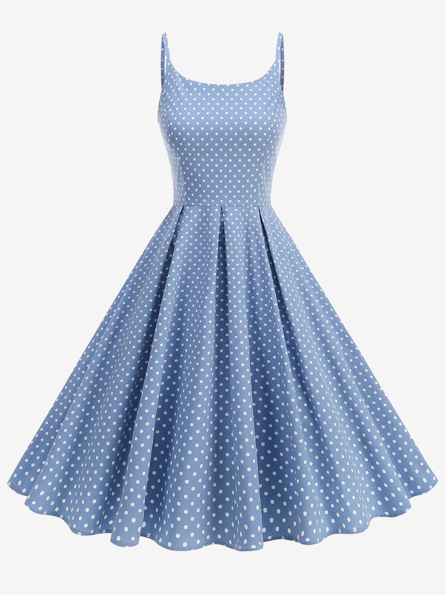 Retro Polka Dot Backless Spaghetti Strap Midi Swing Dress