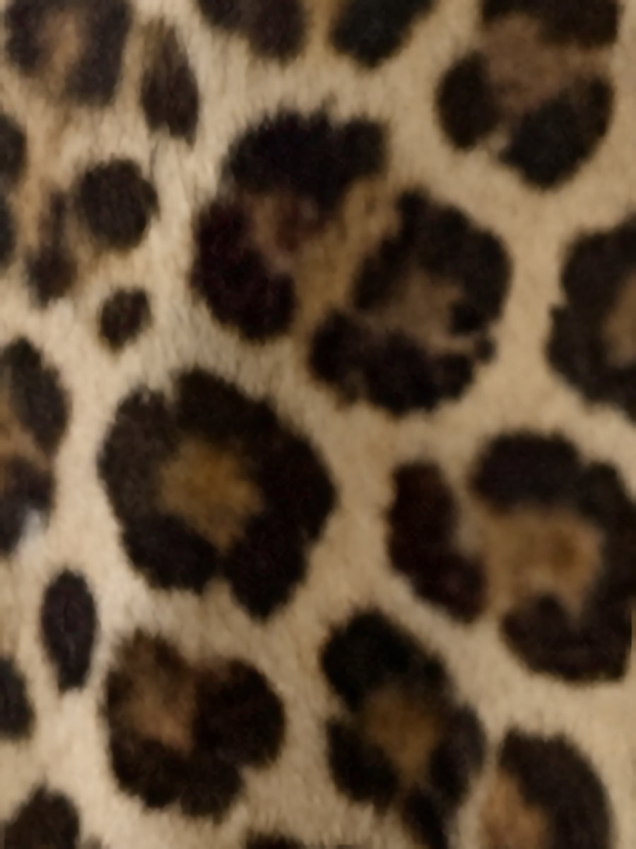 Leopard Print 3/4 Sleeves Cold Shoulder Slit Maxi Dress