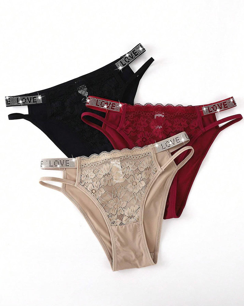 Sexy Lace Floral Hollow LOVE Waist Pure Cotton Thongs