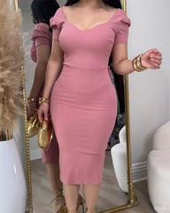 Stretch Fit Dresses with Ruffle Trim