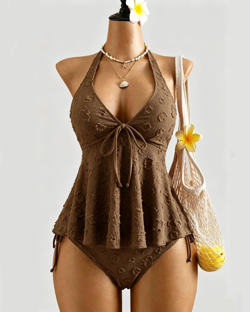 Halter Tie Ruffle Two-Piece Swimsuit