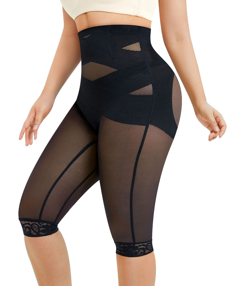 Lace See-Through High-Waisted Shaping Pants