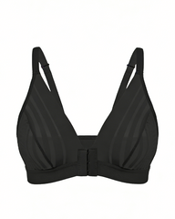 Sexy Striped Mesh Panel Non-Padded Wireless Front-Fastening Women's Bra