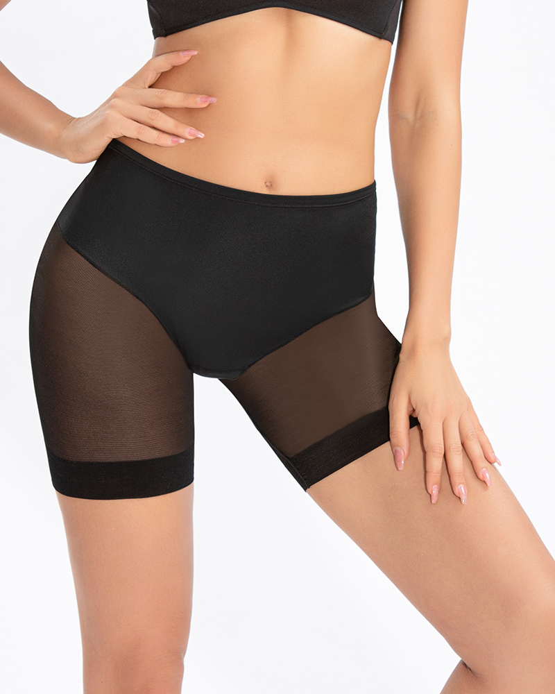 Mesh Panel High Waist Tummy Control Shaper Shorts