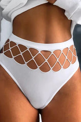 White Lattice-Cut Detailing Seamless Thong