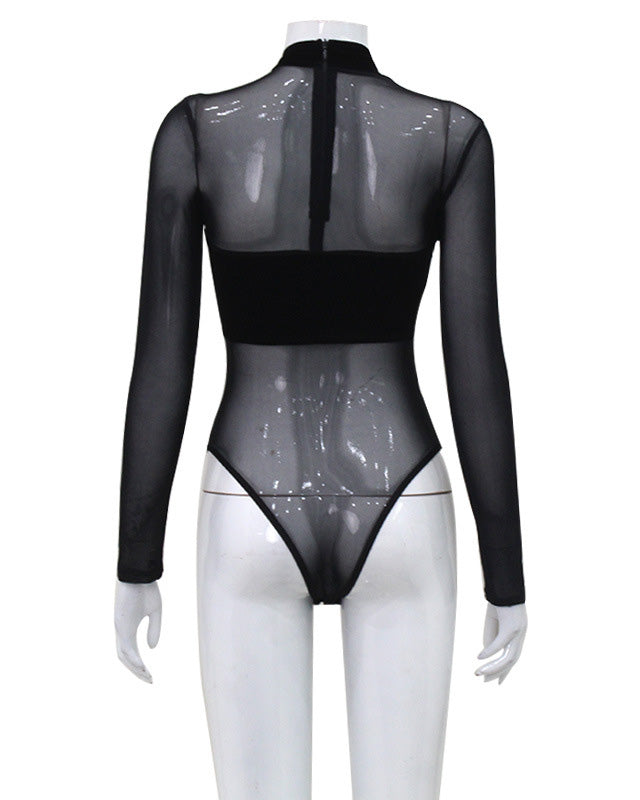 Cross-Cut Tight Long-Sleeved Jumpsuit