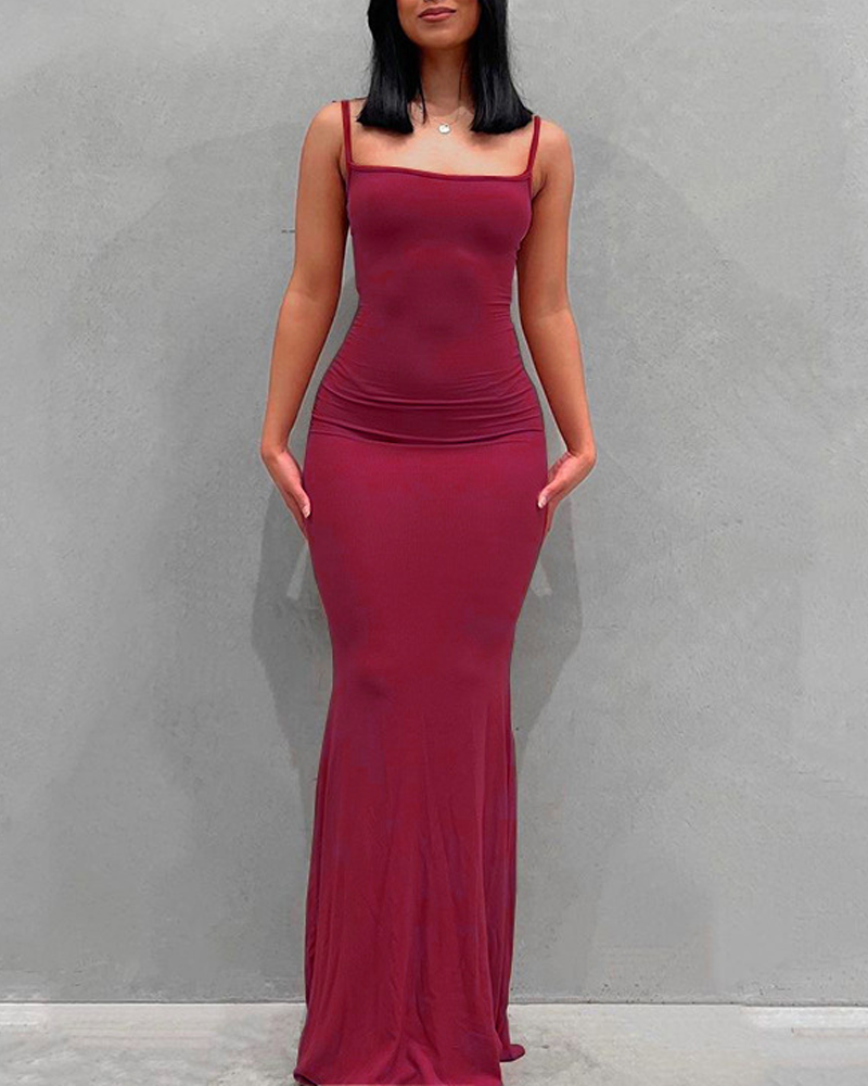 Mermaid Fitted Spaghetti Strap Dress