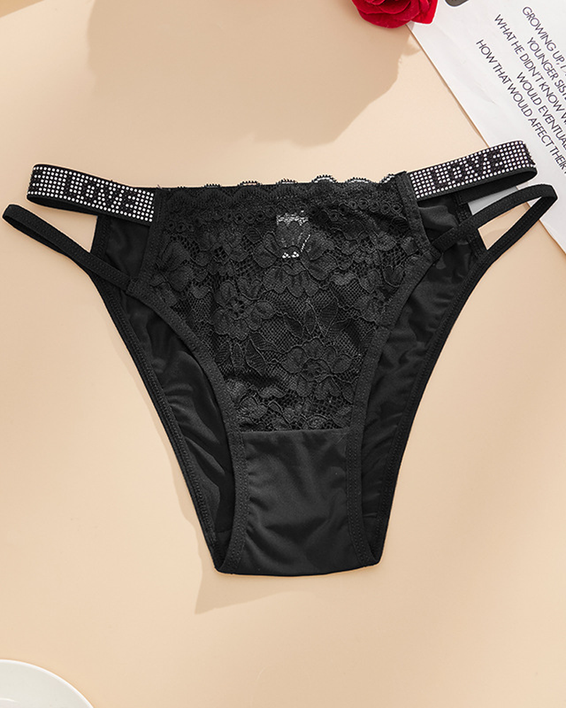 Valentine's Day LOVE Rhinestone Lace Panties