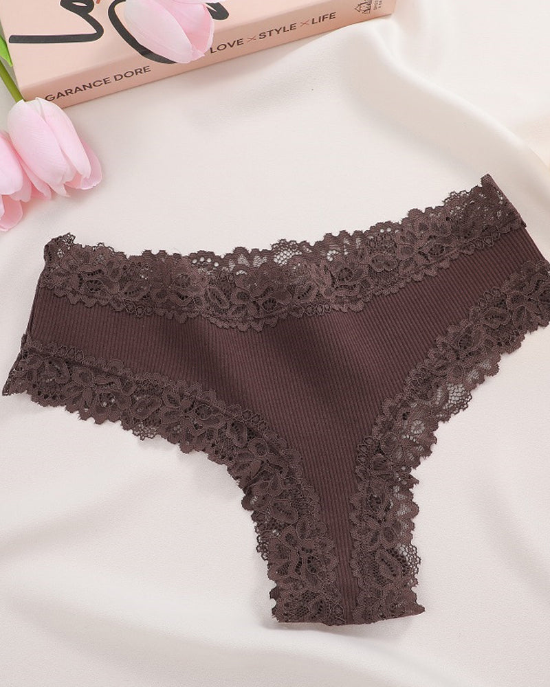 Sexy mid-rise ribbed cotton briefs
