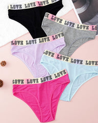 5 Colors Pure Cotton Crotch Letter Stretch Briefs