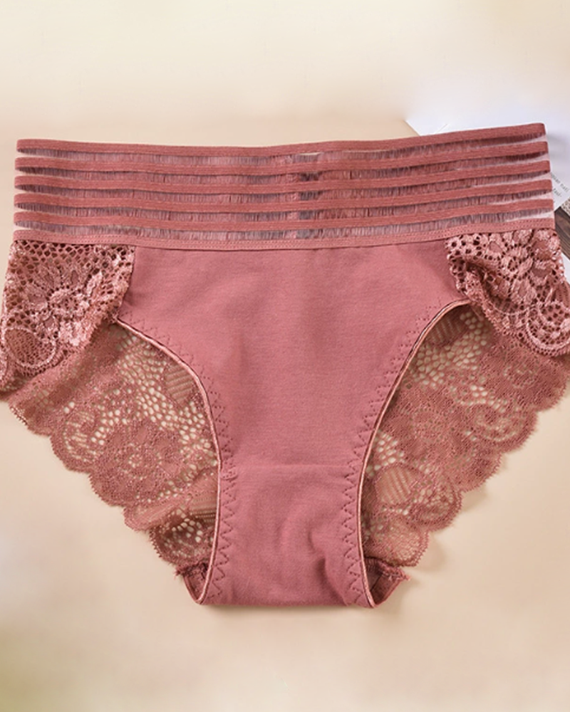 Lace Patchwork High-Waisted Briefs