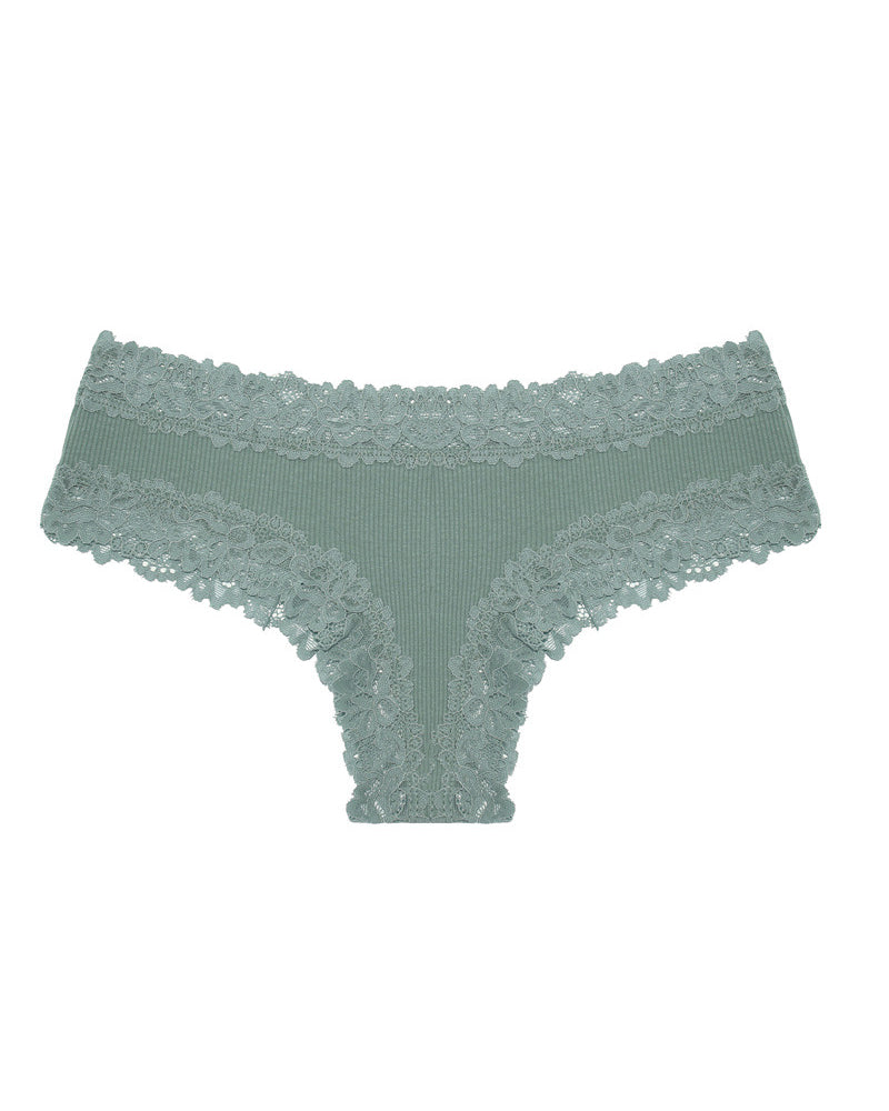 Sexy mid-rise ribbed cotton briefs