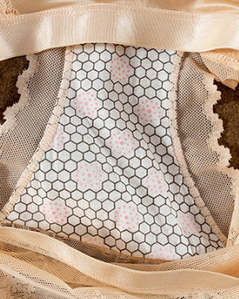 Sexy Satin Hollow Stitching Lace Panties